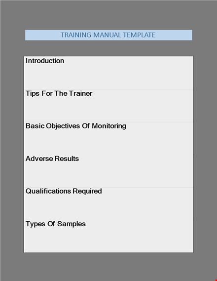 training manual template - sample, testing, adverse operational results template