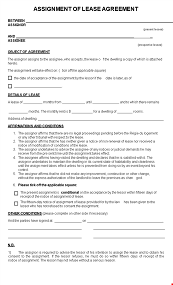 lease assignment agreement template template