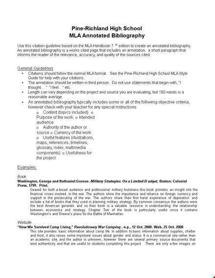 pre richland high school mla annotated bibliography template