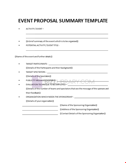 event proposal summary template template