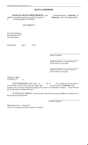 quit claim deed template - create your grantor deed template