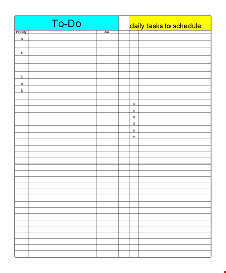 daily task checklist template - set priorities, manage schedule template