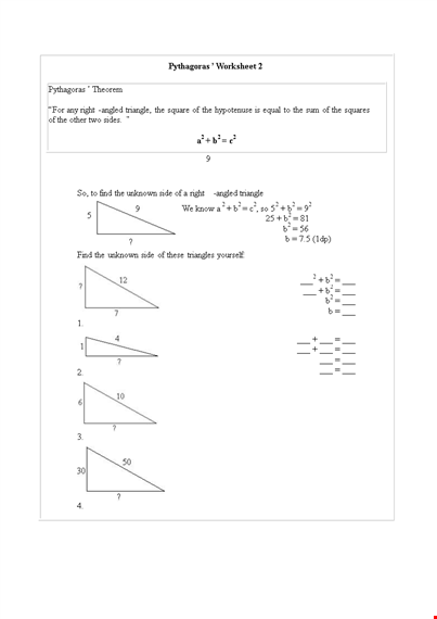 pythagorean theorem template | learn math easily template
