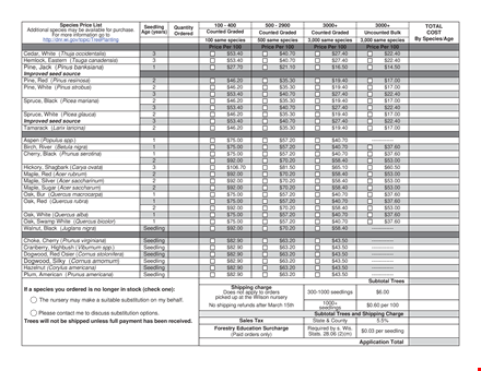 seedlingpricelist template