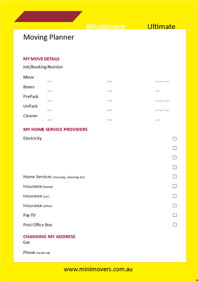 the ultimate moving checklist template template