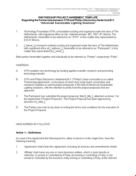 customizable partnership agreement template - ensure a successful project with philips template