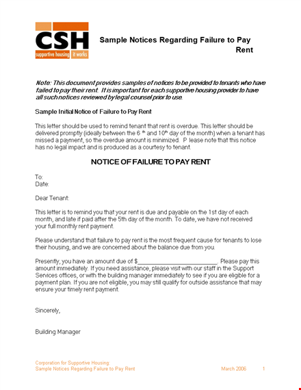 late rent notice template for tenant's failure - download now! template