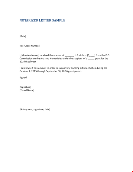 notarized letter template - easily create notarized letters | amount, grant, signature template