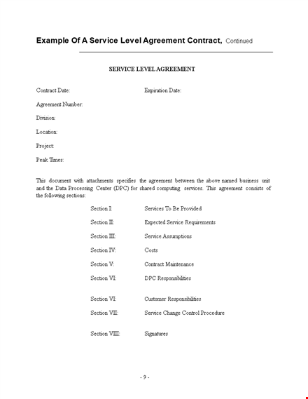 customize your section with our service agreement template template