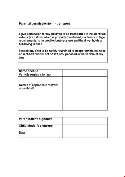 create a safe environment with our parental consent form template template