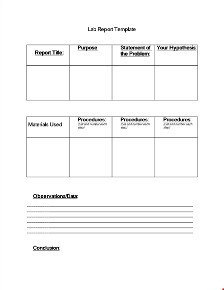lab report template - detailed procedures & numbers for your report template