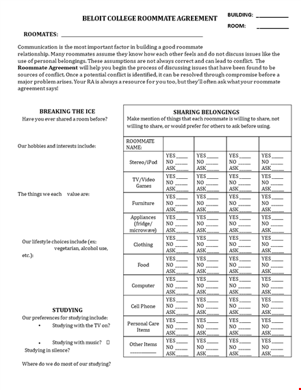 resolve roommate conflict with our agreement template for studying template