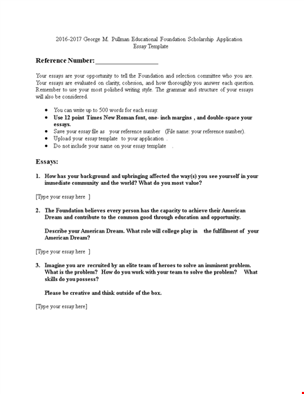 high school scholarship essay template template