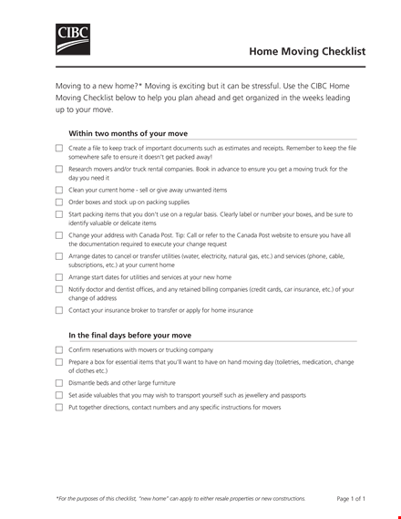 house moving checklist template template