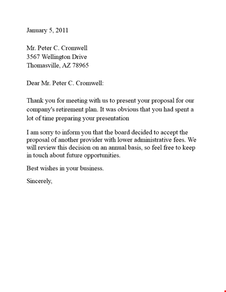 plan rejection letter template