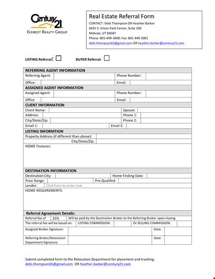 real estate referral form template
