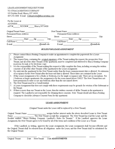 tenant lease assignment form - transfer your lease agreement quickly template