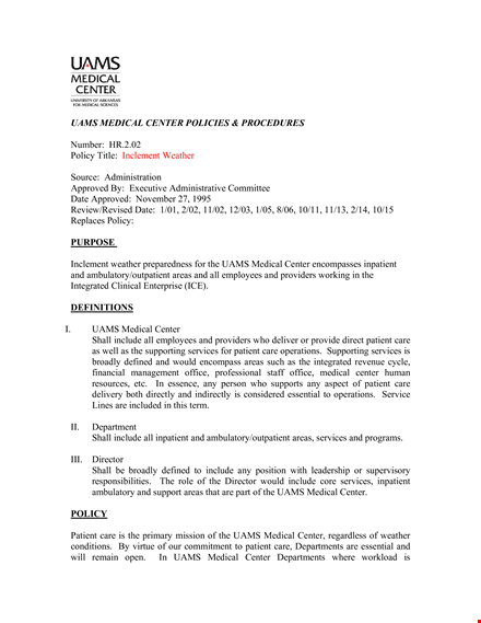 managing inclement weather in the hr department - document templates template