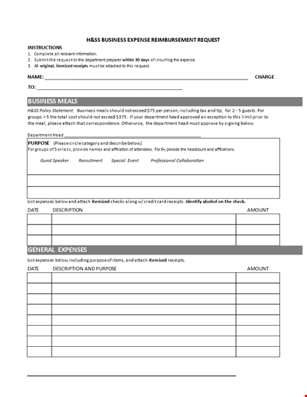 personal business expense report template