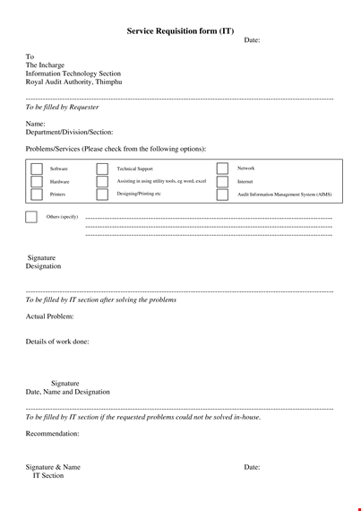 service requisition form template template