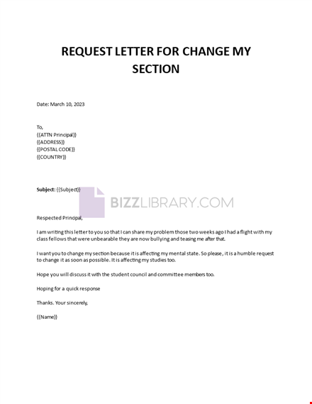 request letter for changing class template