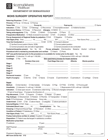 surgery operative template