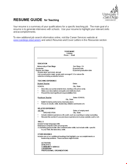 teaching resume template - download now | stand out with your resume template