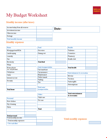 home budget sheet template