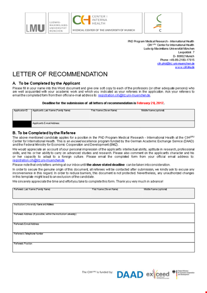 letter of recommendation template