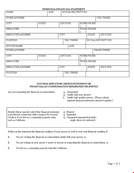 streamline your finances: personal financial statement template for total financial organisation template