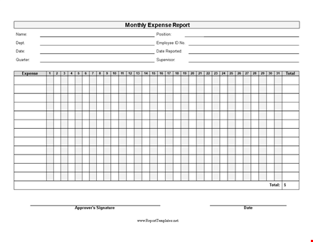 monthly expense report template - track your total expenses template