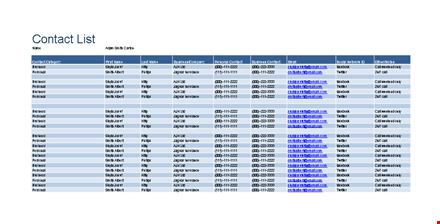 business email contact list template | smith company template