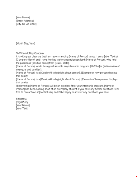 great quality letter of recommendation template