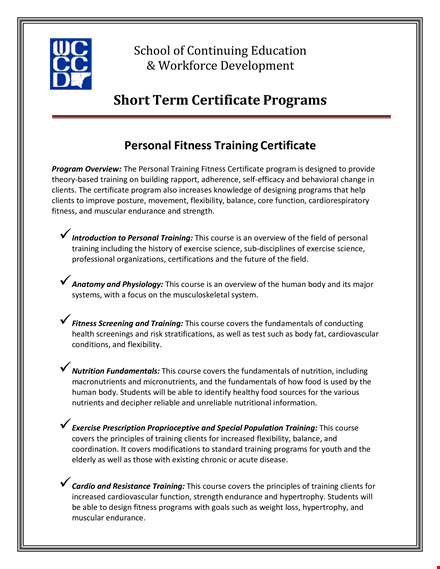 personal fitness training certificate template