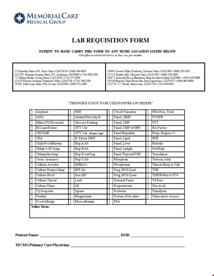 lab requisition form template - customize your culture panel | viejo template