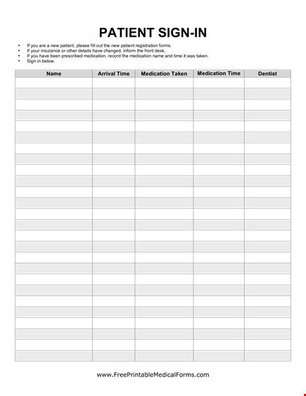 dental patient sign in sheet template