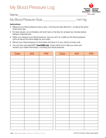 daily blood pressure log template