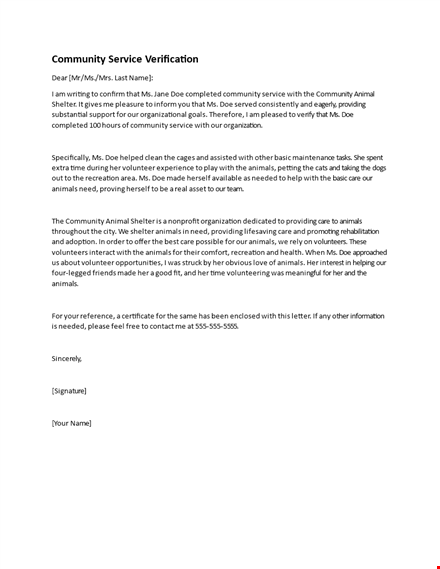 community service compelling letter template template