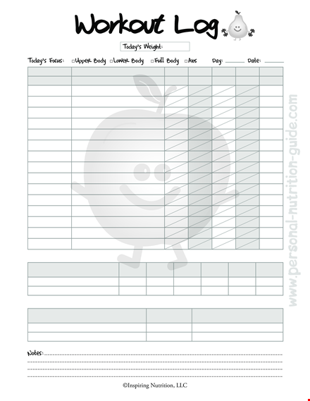 printable blank workout log template