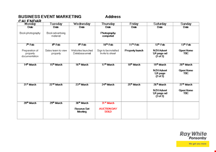 marketing calendar template