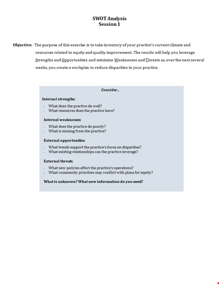healthcare swot analysis template word template