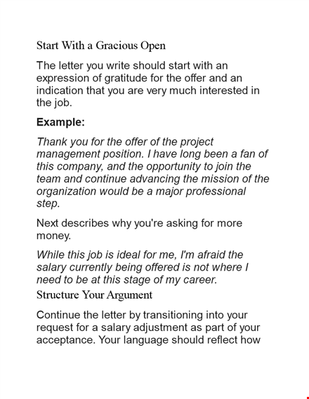 salary negotiation letter: request a higher salary offer template