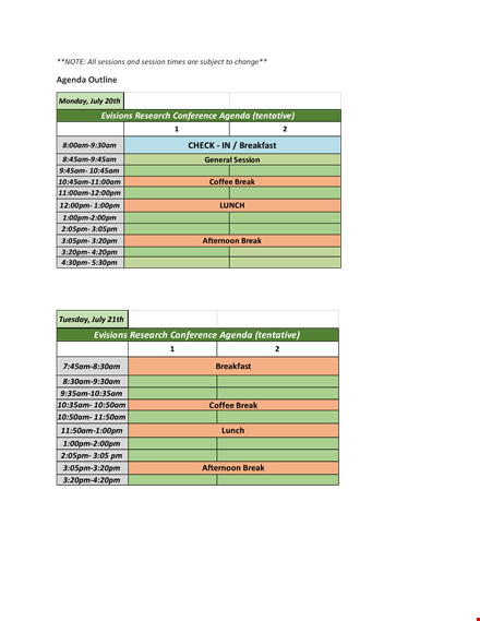 research conference agenda template template