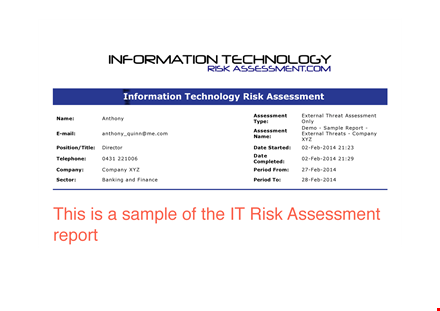 it risk assessment report template template