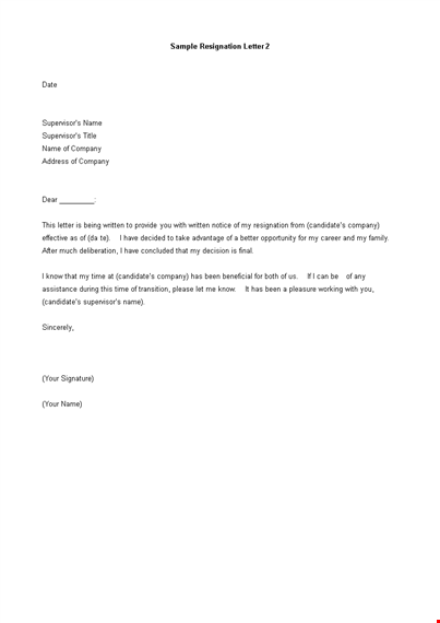 resignation letter format for better opportunity template