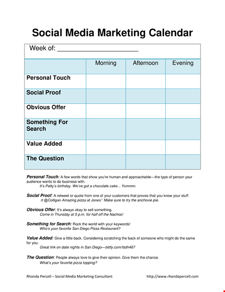 social media marketing calendar template template