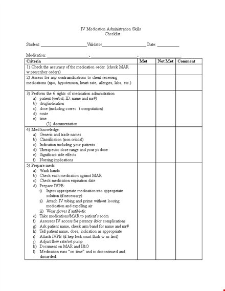 medication administration checklist template