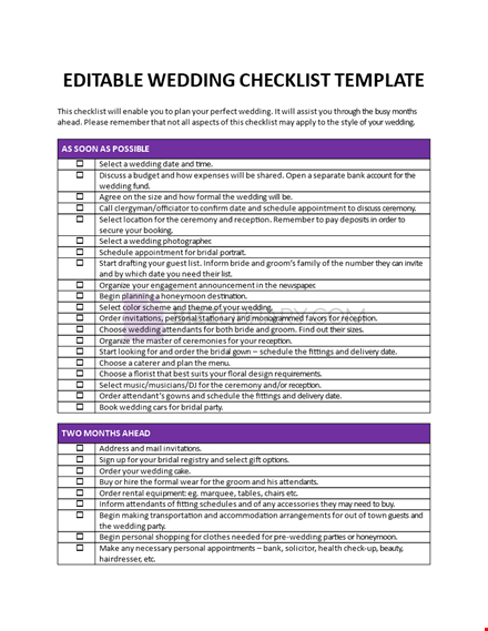 a wedding checklist template you can edit template