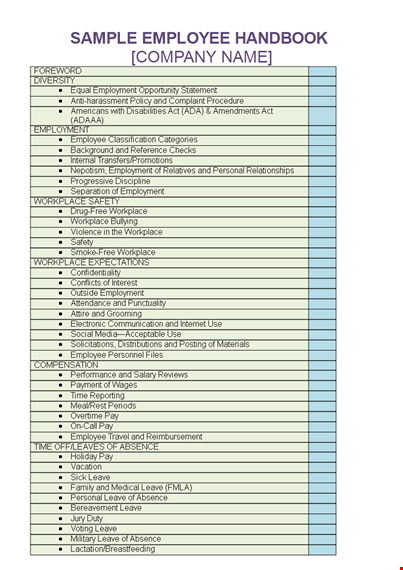 essential employee handbook template - clear guidelines on leave, company policies & more template