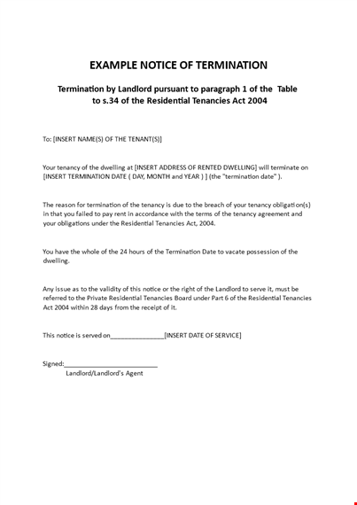 example notice of termination | use, templates & steps | landlord termination process template